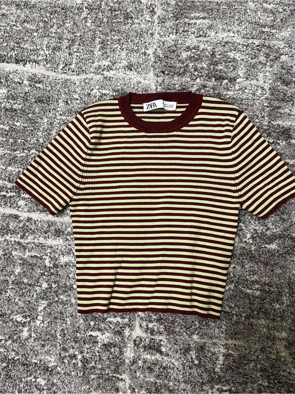 Zara Striped Short Sleeve Tee in Red & Green Size Medium